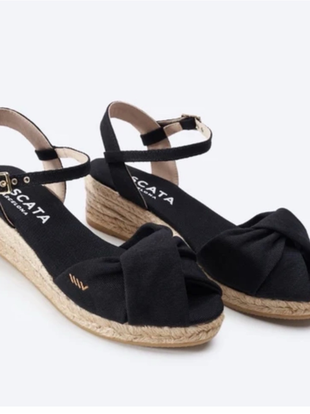 Viscata Black Knotted Espadrille Wedge Sandals Sz 40